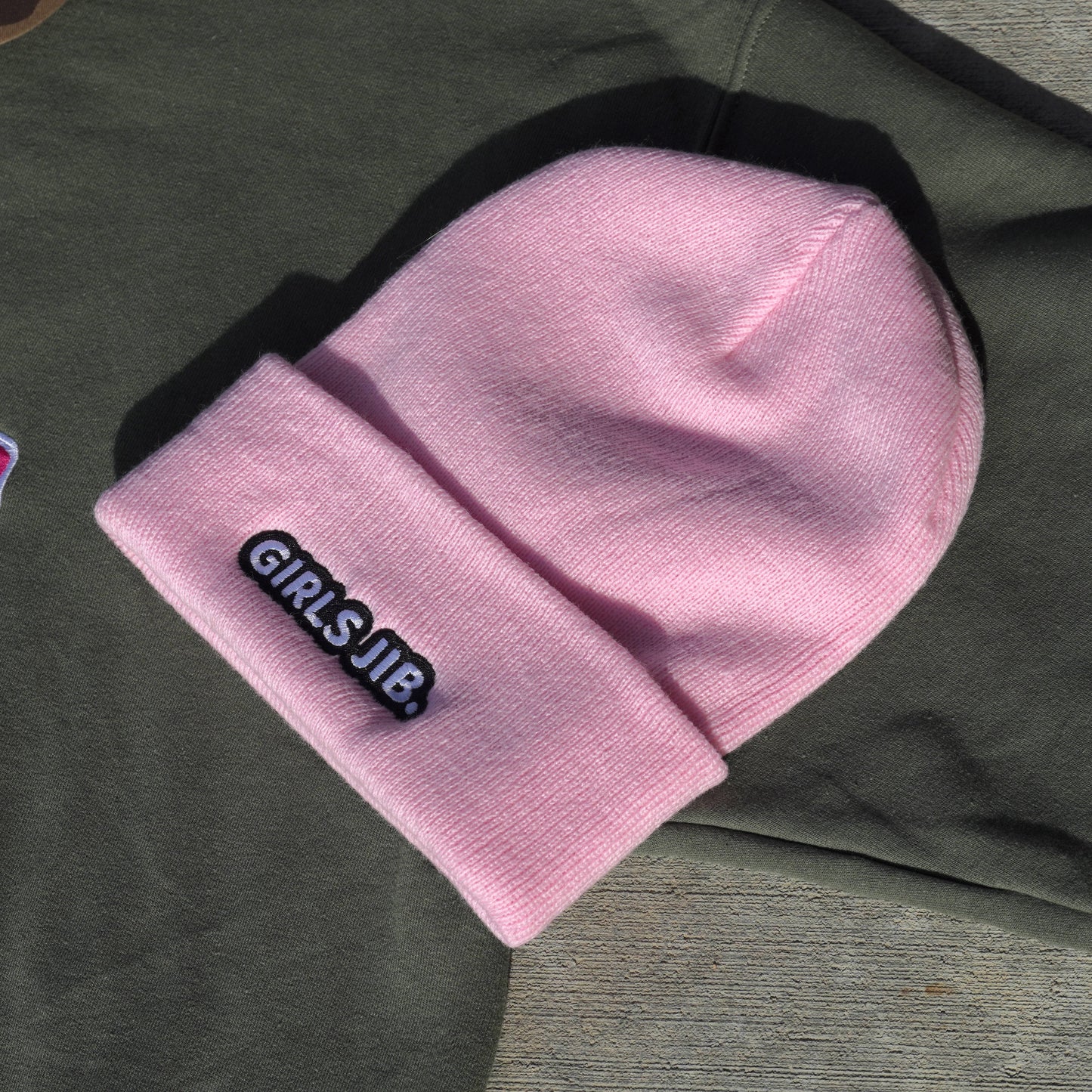 Girls Jib Embroidered Pink Beanie