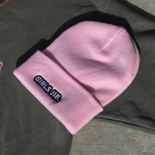Girls Jib Embroidered Pink Beanie